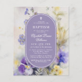 Papier Budget Rustique Purple Floral Baptême Invitation (Devant)