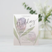 Papier Budget Rustique Purple Floral Faire-part de mariag (Debout devant)