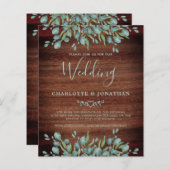 Papier Budget Rustique QR Code Eucalyptus Mariage Invitat (Devant / Derrière)