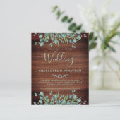 Papier Budget Rustique QR Code Eucalyptus Mariage Invitat (Debout devant)