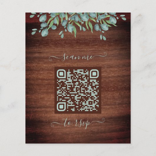 Papier Budget Rustique QR Code Eucalyptus Mariage Invitat (Dos)