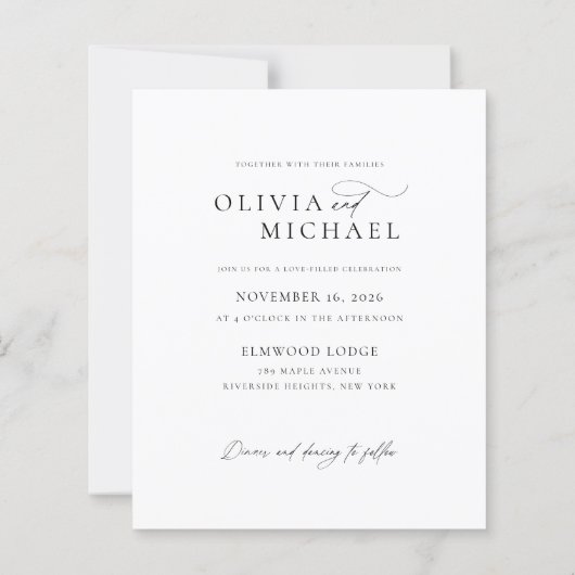 Papier Budget Rustique Script Boho Photo Wedding Invite (Dos)