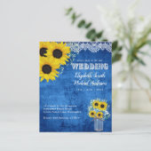 Papier BUDGET Rustique Sunflower Bleu Jaune Mariage Invit (Debout devant)