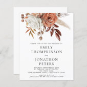 Papier Budget Rustique Terracotta Floral QR Code Mariage (Devant / Derrière)