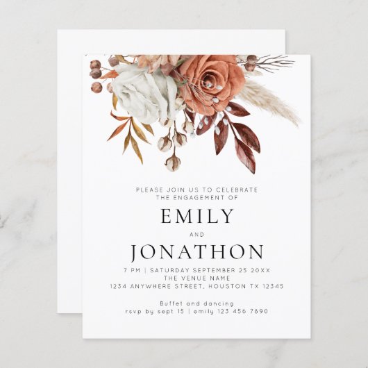 Papier Budget Rustique Terracotta Florals (Devant / Derrière)