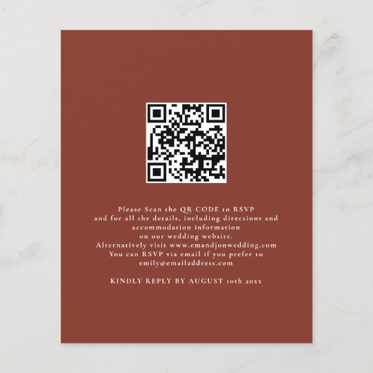 Papier Budget Rustique Terracotta Florals QR Code Mariage (Dos)