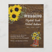 Papier BUDGET Rustique Tournesol Cowboy Boot Wedding Invi (Devant)