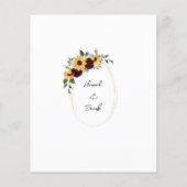 Papier Budget Rustique tournesol et mariage Rose Invitati (Dos)