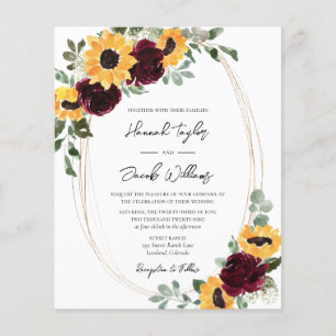 Papier Budget Rustique tournesol et mariage Rose Invitati