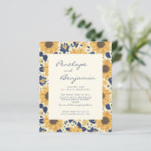 Papier Budget Rustique Tournesol Jaune Bleu Mariage Invit (Debout devant)