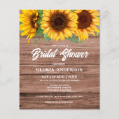 Papier Budget Rustique Tournesol nuptiale Invitation de d (Devant)