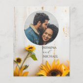 Papier Budget Rustique Tournesol photo Faire-part de mari (Dos)