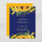 Papier BUDGET Rustique Tournesol Thème Mariage Invitation (Devant / Derrière)