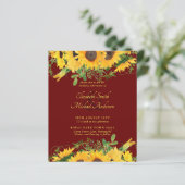 Papier BUDGET Rustique Tournesol Thème Mariage Invitation (Debout devant)