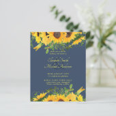 Papier BUDGET Rustique Tournesol Thème Mariage Invitation (Debout devant)