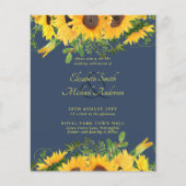 Papier BUDGET Rustique Tournesol Thème Mariage Invitation (Devant)