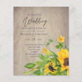 Papier BUDGET Rustique Tournesol Woodland Mariage Invitat (Devant)