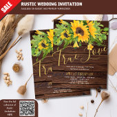 Papier Budget Rustique Tournesols Bois Invitations de mar
