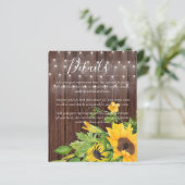 Papier BUDGET Rustique Tournesols Détails du Mariage Boît (Debout devant)