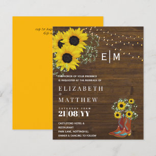 Papier BUDGET Rustique Tournesols Gypsophila Mariage Invi