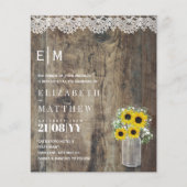Papier BUDGET Rustique Tournesols Gypsophila Mariage Invi (Devant)