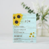 Papier BUDGET Rustique Tournesols Gypsophila Mariage Invi (Debout devant)