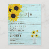 Papier BUDGET Rustique Tournesols Gypsophila Mariage Invi (Devant)