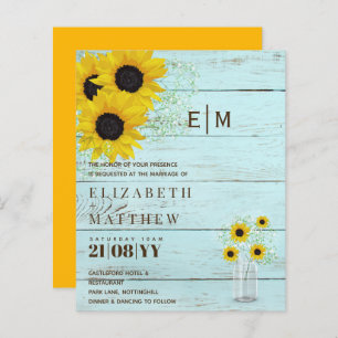 Papier BUDGET Rustique Tournesols Gypsophila Mariage Invi