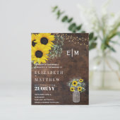 Papier BUDGET Rustique Tournesols Gypsophila Mariage Invi (Debout devant)