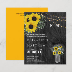 Papier BUDGET Rustique Tournesols Gypsophila Mariage Invi