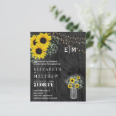 Papier BUDGET Rustique Tournesols Gypsophila Mariage Invi (Debout devant)