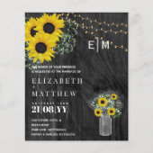 Papier BUDGET Rustique Tournesols Gypsophila Mariage Invi (Devant)