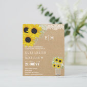 Papier BUDGET Rustique Tournesols Gypsophila Mariage Invi (Debout devant)