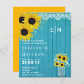 Papier BUDGET Rustique Tournesols Gypsophila Mariage Invi (Devant / Derrière)