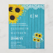 Papier BUDGET Rustique Tournesols Gypsophila Mariage Invi (Devant)