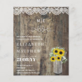Papier BUDGET Rustique Tournesols Gypsophila Mariage Invi (Devant)