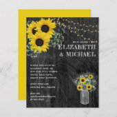 Papier BUDGET Rustique Tournesols Lumières Mariage Invita (Devant / Derrière)