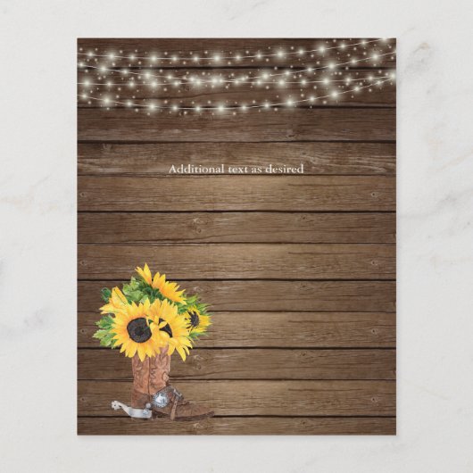 Papier Budget Rustique Tournesols Mariage Sud (Dos)