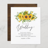 Papier Budget Rustique Tournesols Mariage Sud (Devant / Derrière)