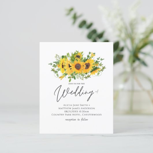 Papier Budget Rustique Tournesols Mariage Sud (Debout devant)