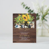 Papier Budget Rustique Tournesols photo Invitations de ma (Debout devant)