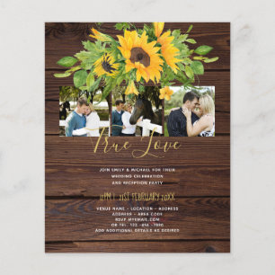 Papier Budget Rustique Tournesols photo Invitations de ma
