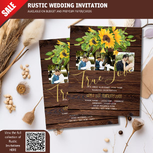 Papier Budget Rustique Tournesols photo Invitations de ma
