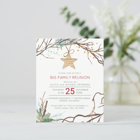 Papier Budget rustique vacances d'hiver invitation fête (Debout devant)