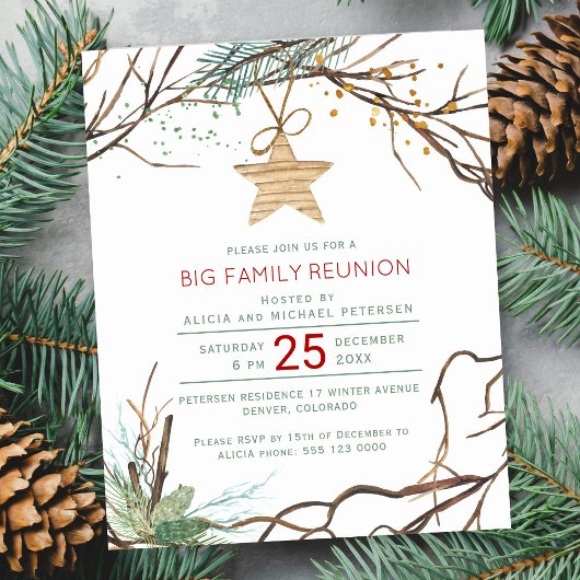 Papier Budget rustique vacances d'hiver invitation fête