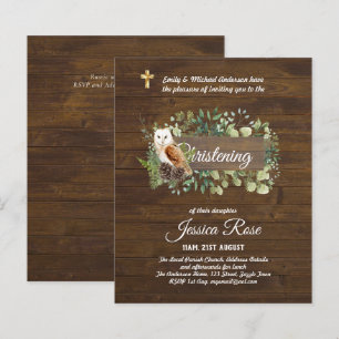 Papier BUDGET Rustique Woodland Christening Invitation Ba