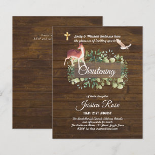 Papier BUDGET Rustique Woodland Christening Invitation Ba
