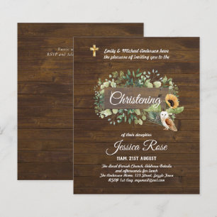Papier BUDGET Rustique Woodland Christening Invitation Ba