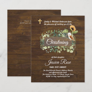Papier BUDGET Rustique Woodland Christening Invitation Ba