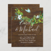 Papier Budget Rustique Woodland Green Wedding Invite (Devant / Derrière)